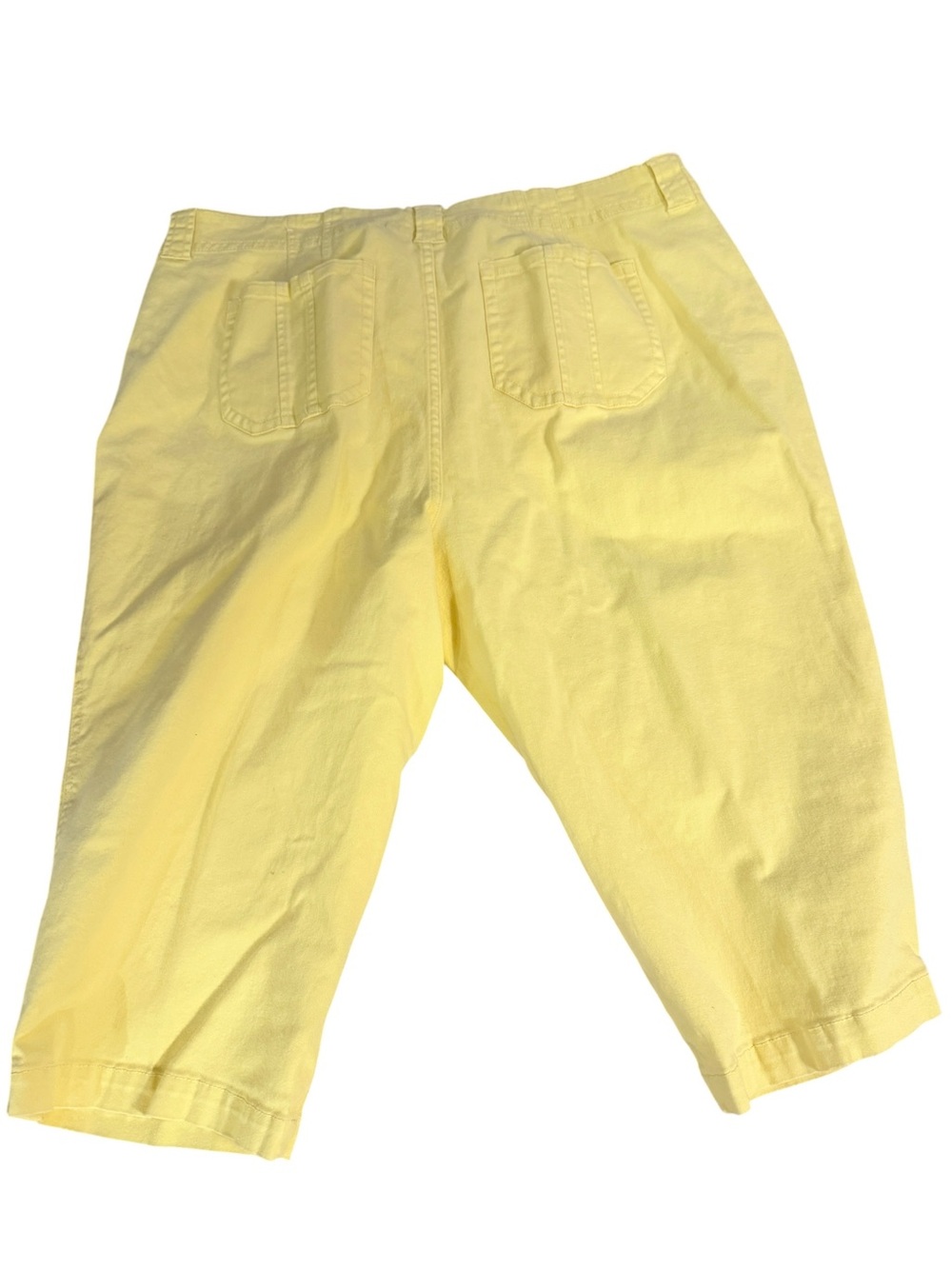 CJ Banks Yellow Crop Button-Hem Capris - Picture 3 of 5